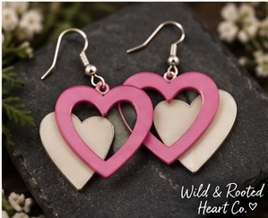 Pink & Ivory Open Heart Earrings