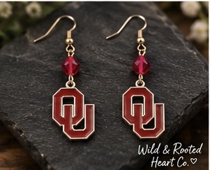 Crimson Beaded OU Earrings II