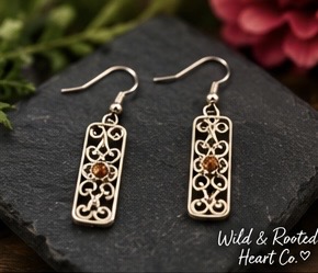 Amber Scroll Bar Earrings